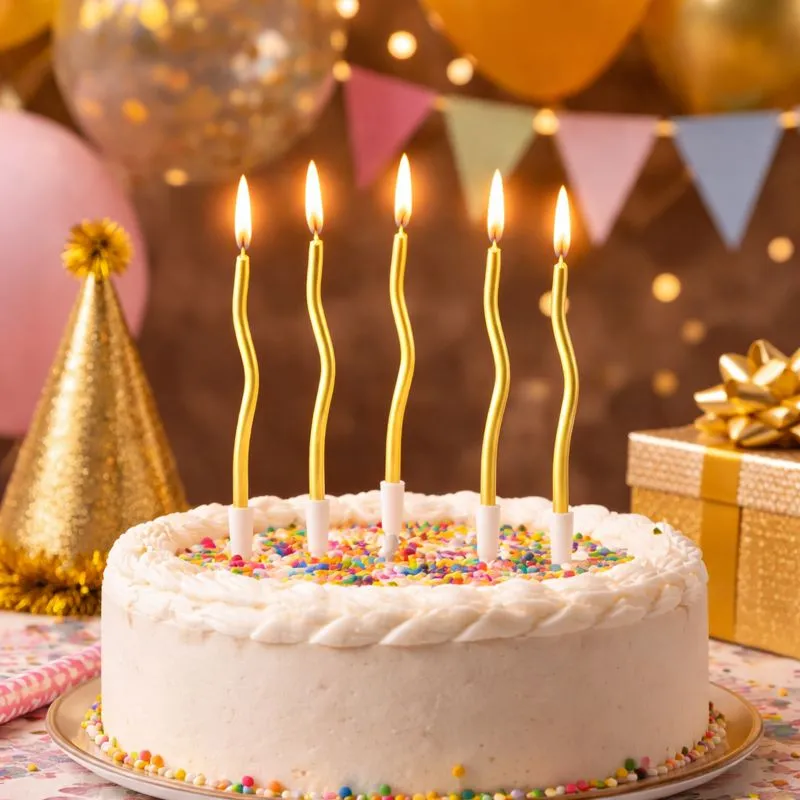 Golden Spiral Birthday Cake Candles | Decorative Party Candles for Birthday Celebration (1 set)