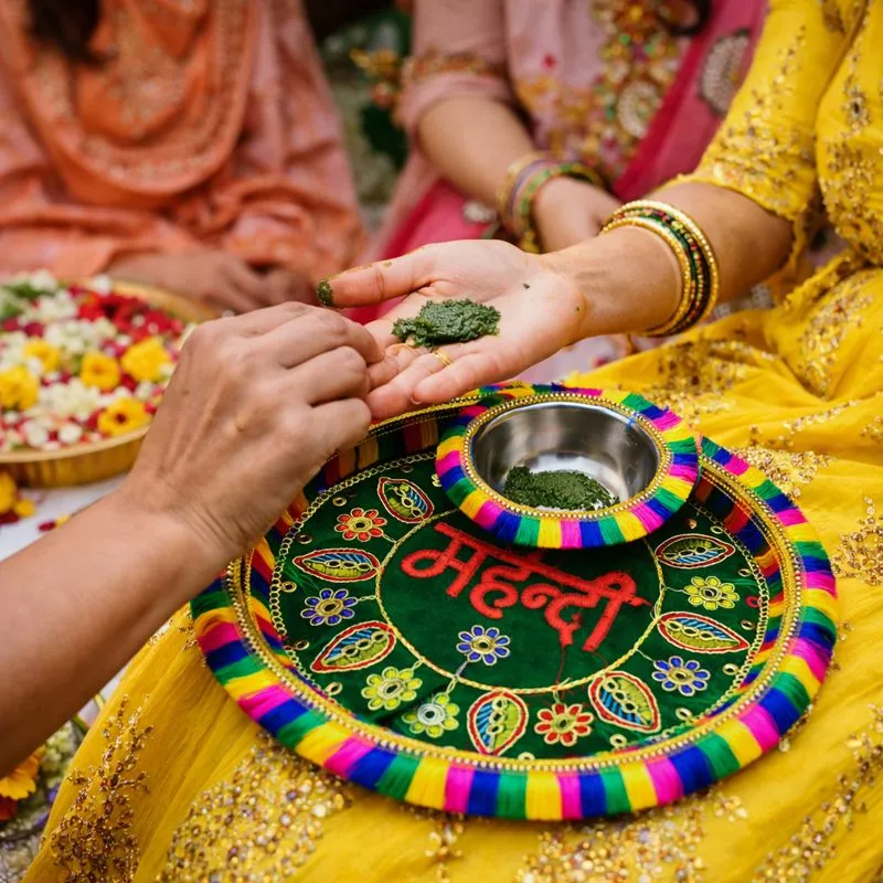 Mehndi Ceremony Decorative Thali | Traditional Wedding Mehndi Ritual Plate Decoration