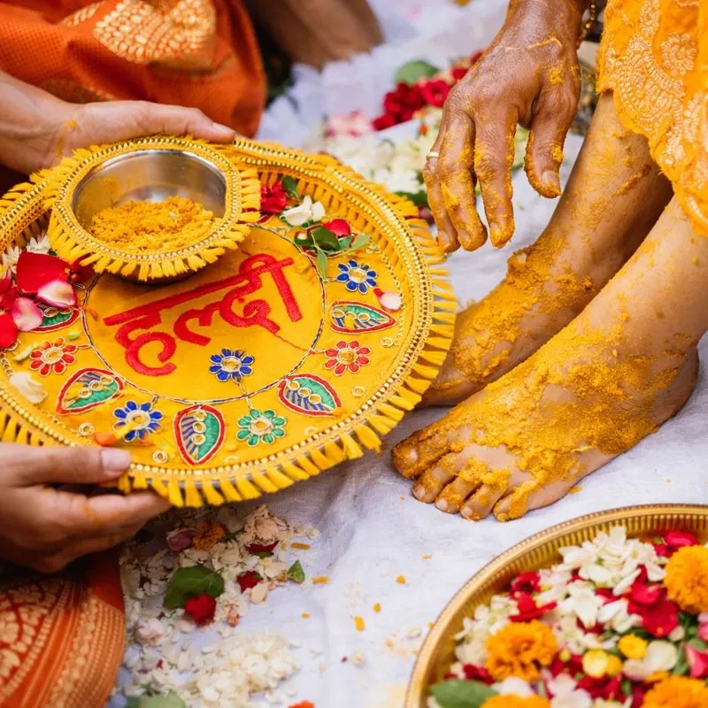 Haldi Ceremony Decorative Thali | Wedding Haldi Ritual Plate for Pre-Wedding Functions