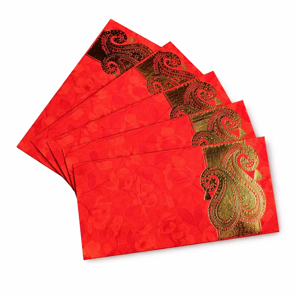 Red Wedding Gift Envelopes Pack of 100 | Shagun Cash Envelopes for Wedding, Festival & Special Occasions