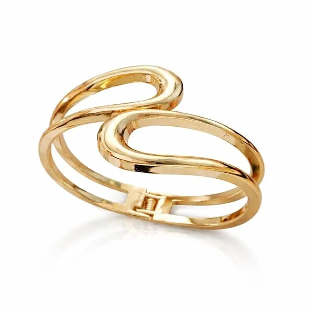 Gold Plated Infinity Bracelet for Women | Open Cuff Hollow Bangle Kada | Stylish Anti-Tarnish Polished Bangle Hypoallergenic Love Gift | Branded Stylish Jewellery for Party Look