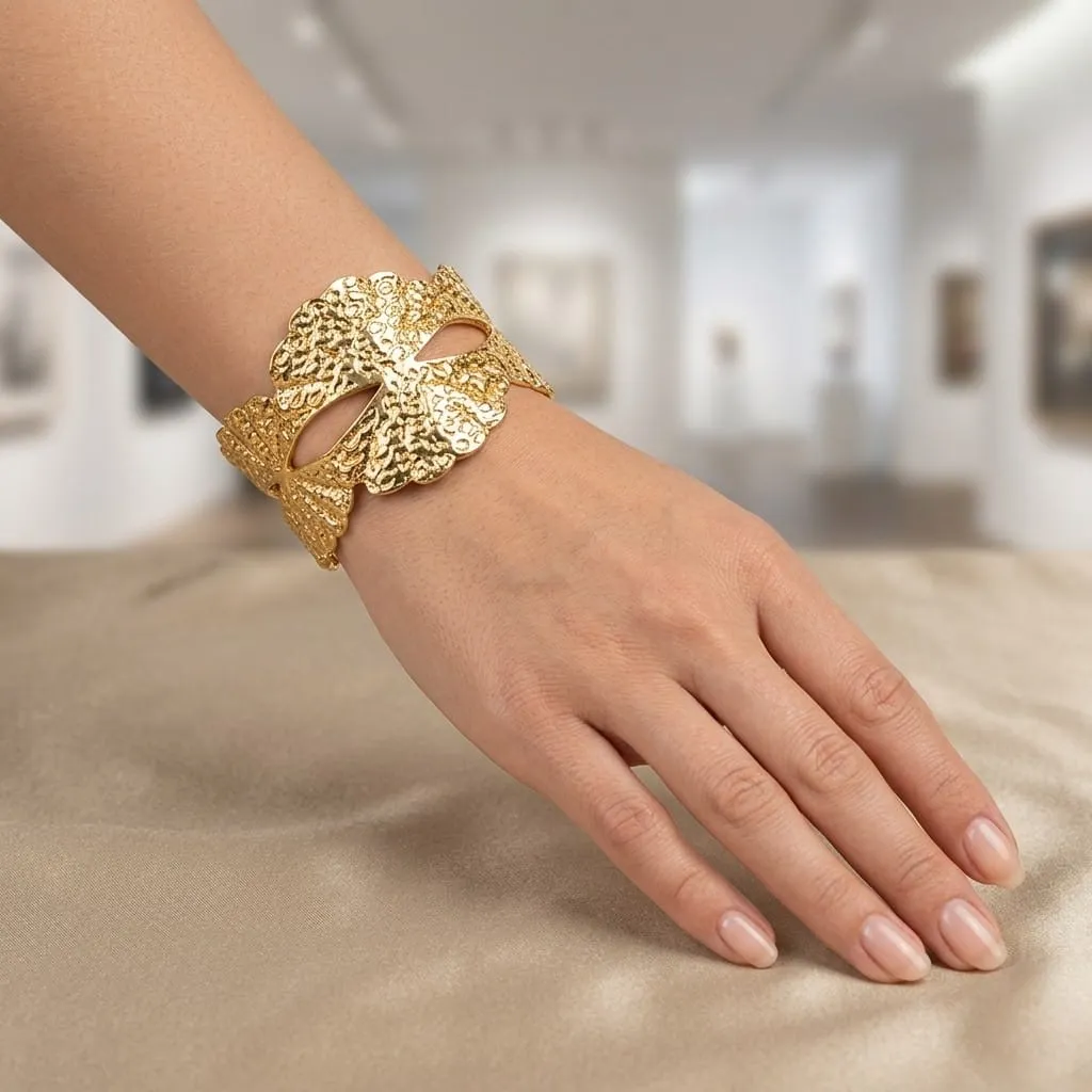 Floral Leaf Pattern Bracelet for Women | Stylish Adjustable Kada | Elegant Daily Wear Jewelry for Girls & Women – Gold
