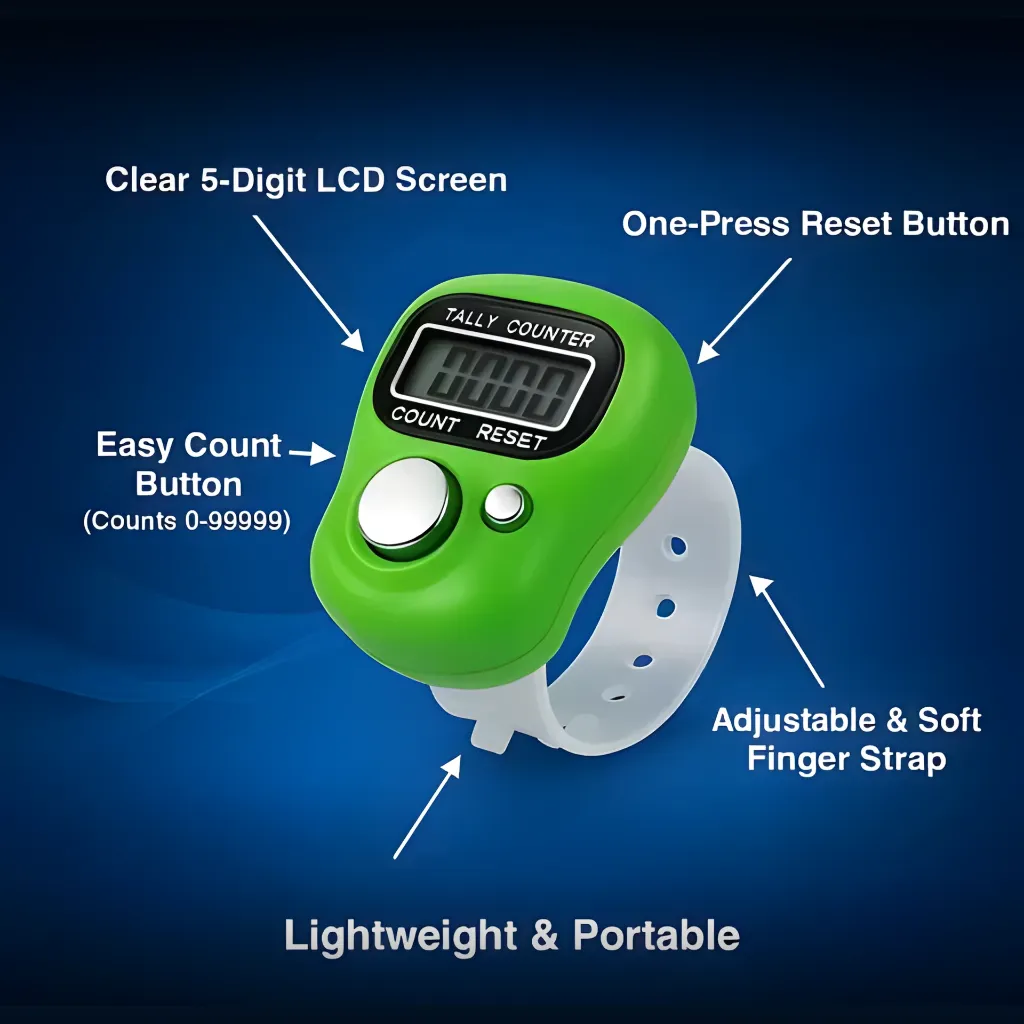 (Multicolour) Digital Hand Tally Counter | Ring Counting Device | Jaap Mala Digital Counter (Set of 2)